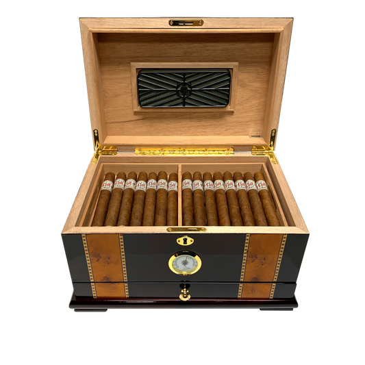 Solana Desktop Cigar Humidor w/ Rose Wood Finish | Holds 100 Cigars