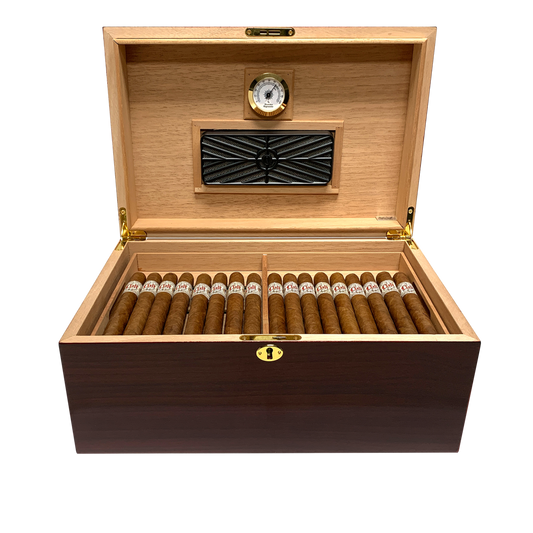 Tuscany Cherry Cigar Humidor w/ High Gloss Finish | Holds 100 Cigars