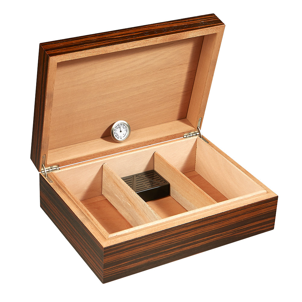 Zebra Desktop Cigar Humidor | Holds 50 Cigars