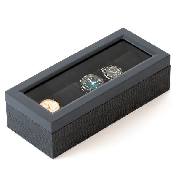 Herringbone Two Toned 5 Slot Watch Box