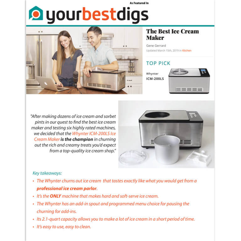 Whynter Ice Cream Maker | Stainless Steel | ICM-200LS