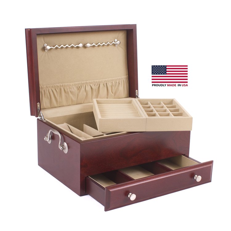 Contessa Jewelry Box | Lift Out Tray and Drawer
