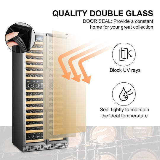 Lanbo 32" Wide, 287 Bottle Dual Zone Luxury Wine Cooler | French Doors
