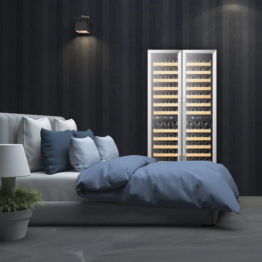 Lanbo 32" Wide, 287 Bottle Dual Zone Luxury Wine Cooler | French Doors