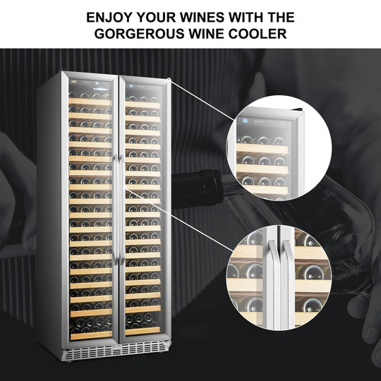 Lanbo 32" Wide, 289 Bottle Single Zone Luxury Wine Cooler | French Doors