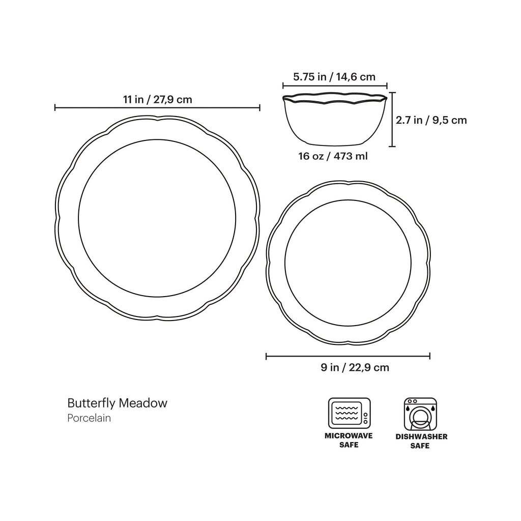 Butterfly Meadow Holiday 12-Piece Dinnerware Set