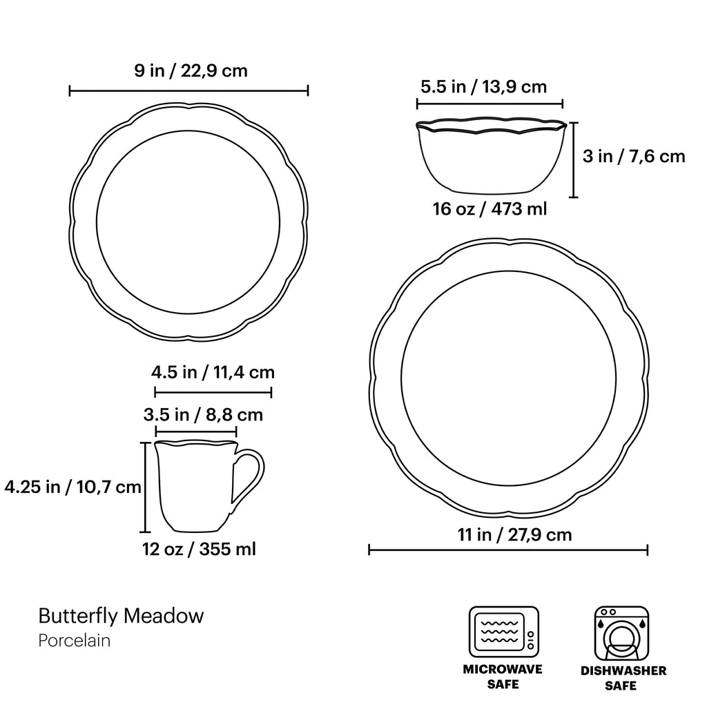 Butterfly Meadow Monarch 24-Piece Dinnerware Set