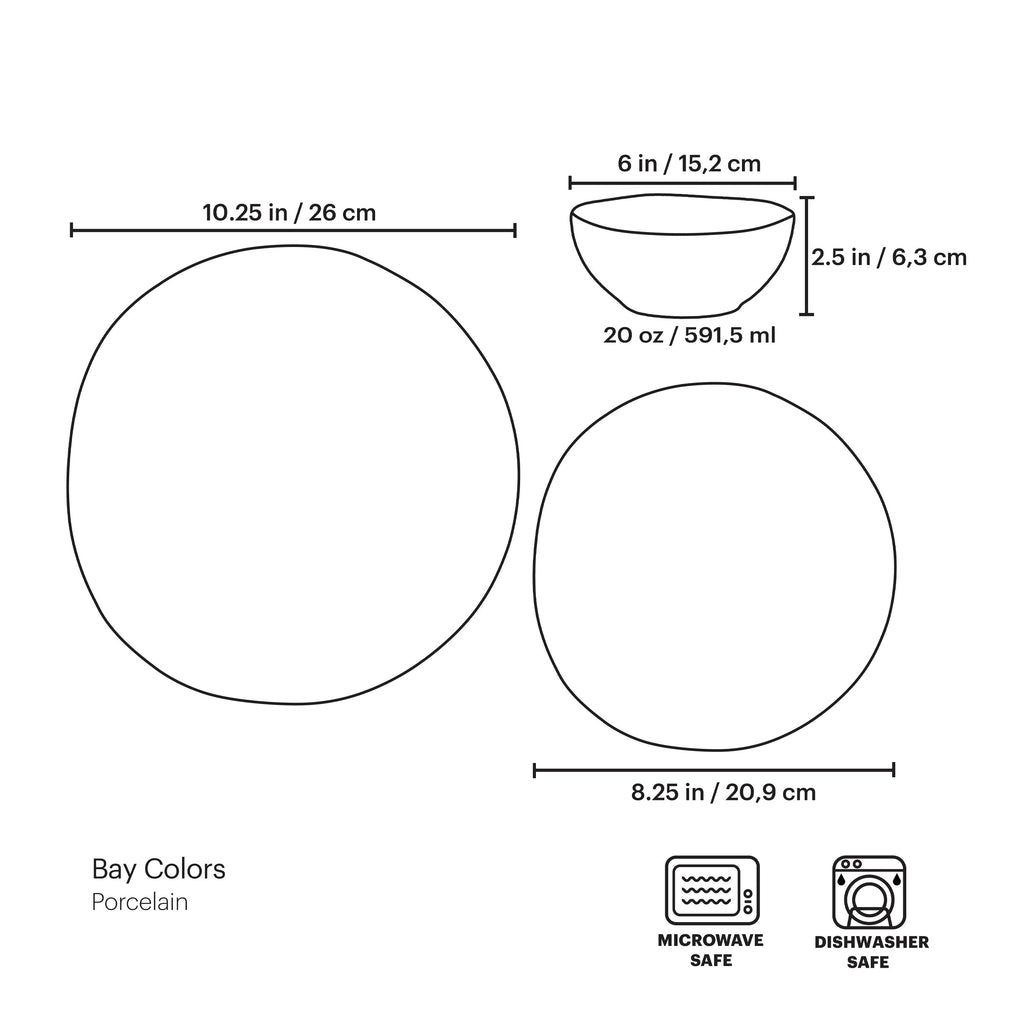 Bay Colors 12-Piece Dinnerware Set