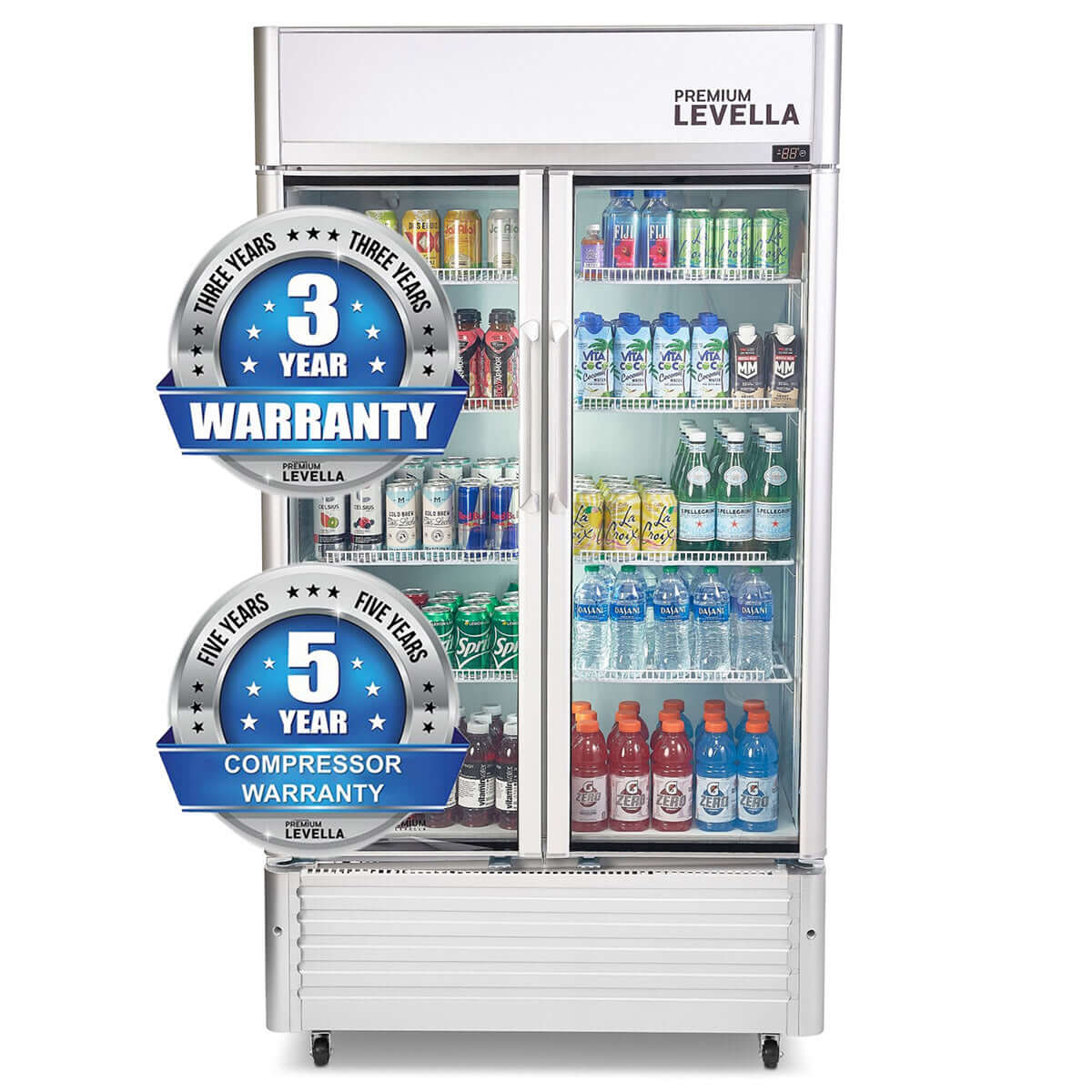 18 cu.ft Commercial Display Refrigerator | Double Doors | Silver | PRN185DX