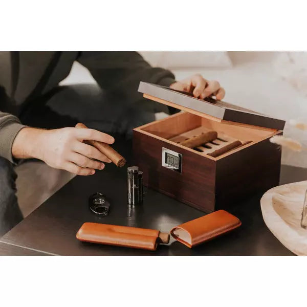 Renzo Glass Top Cigar Humidor | Holds 60 Cigars