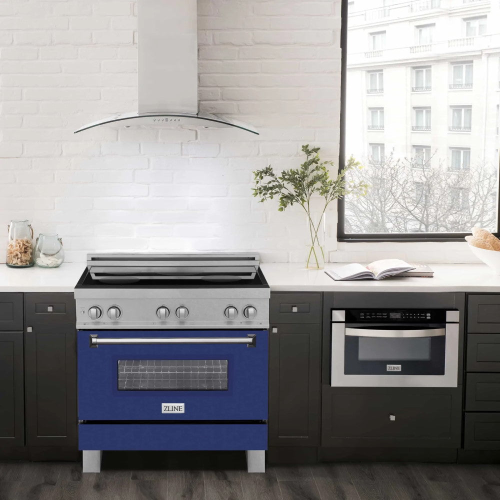 ZLINE 36" Induction Range in DuraSnow® with a 4 Element Stove and Electric Oven (RAINDS-SN-36)