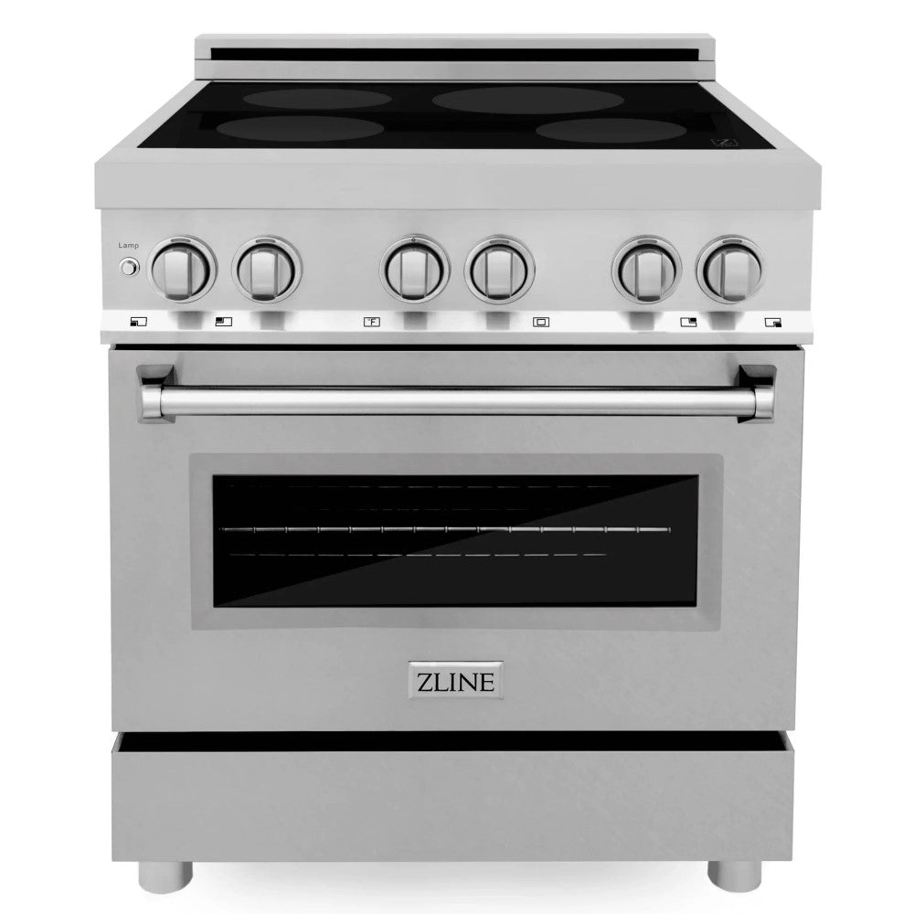 ZLINE 30" 4.0 cu. ft. Induction Range in DuraSnow® with a 4 Element Stove and Electric Oven (RAINDS-30)