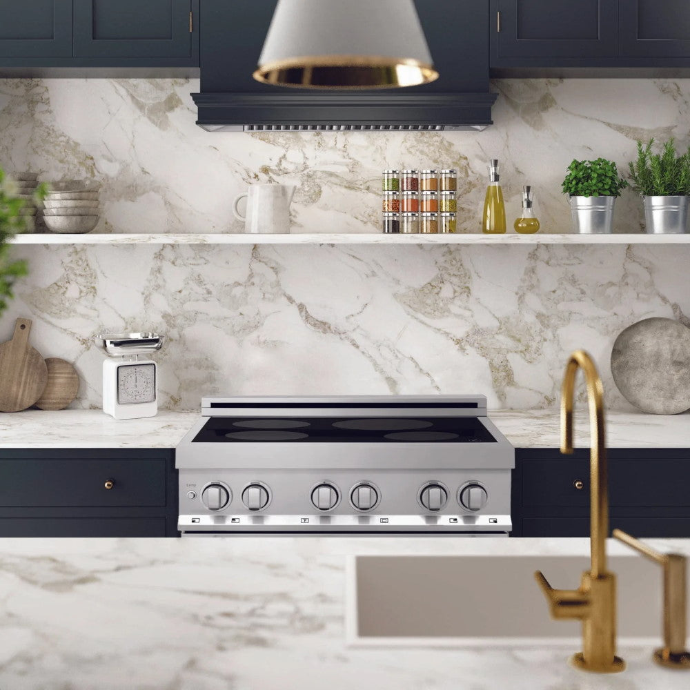 ZLINE 30" 4.0 cu. ft. Induction Range in DuraSnow® with a 4 Element Stove and Electric Oven (RAINDS-30)