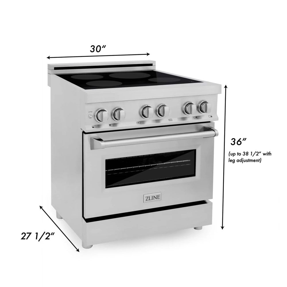 ZLINE 30" 4.0 cu. ft. Induction Range in DuraSnow® with a 4 Element Stove and Electric Oven (RAINDS-30)