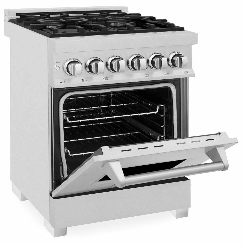 ZLINE Electric Oven and Gas Cooktop Dual Fuel Range with Reversible Griddle in DuraSnow® Stainless Steel (RAS-SN-GR)