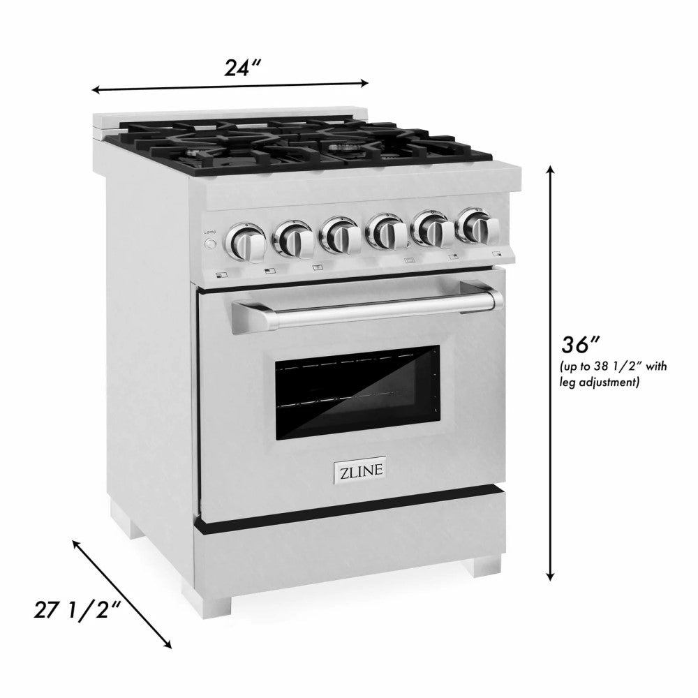 ZLINE Electric Oven and Gas Cooktop Dual Fuel Range with Reversible Griddle in DuraSnow® Stainless Steel (RAS-SN-GR)
