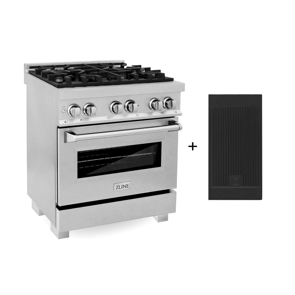 ZLINE Electric Oven and Gas Cooktop Dual Fuel Range with Reversible Griddle in DuraSnow® Stainless Steel (RAS-SN-GR)