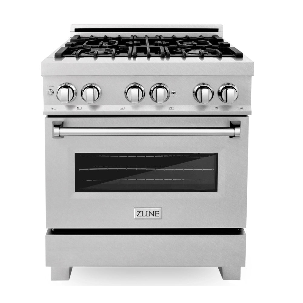 ZLINE Electric Oven and Gas Cooktop Dual Fuel Range with Reversible Griddle in DuraSnow® Stainless Steel (RAS-SN-GR)