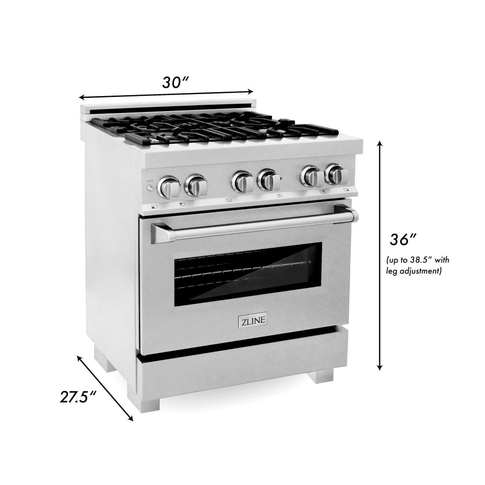 ZLINE Electric Oven and Gas Cooktop Dual Fuel Range with Reversible Griddle in DuraSnow® Stainless Steel (RAS-SN-GR)