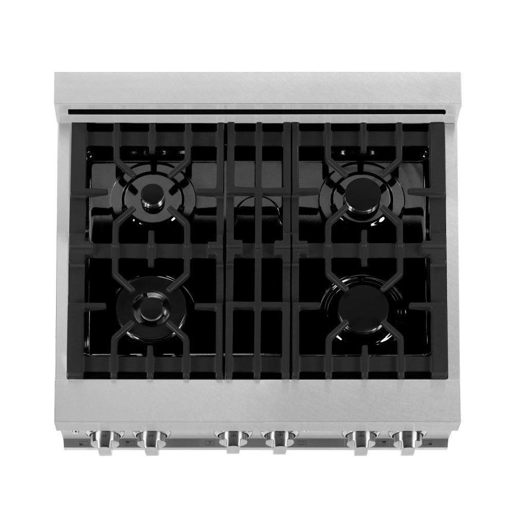 ZLINE Electric Oven and Gas Cooktop Dual Fuel Range with Reversible Griddle in DuraSnow® Stainless Steel (RAS-SN-GR)