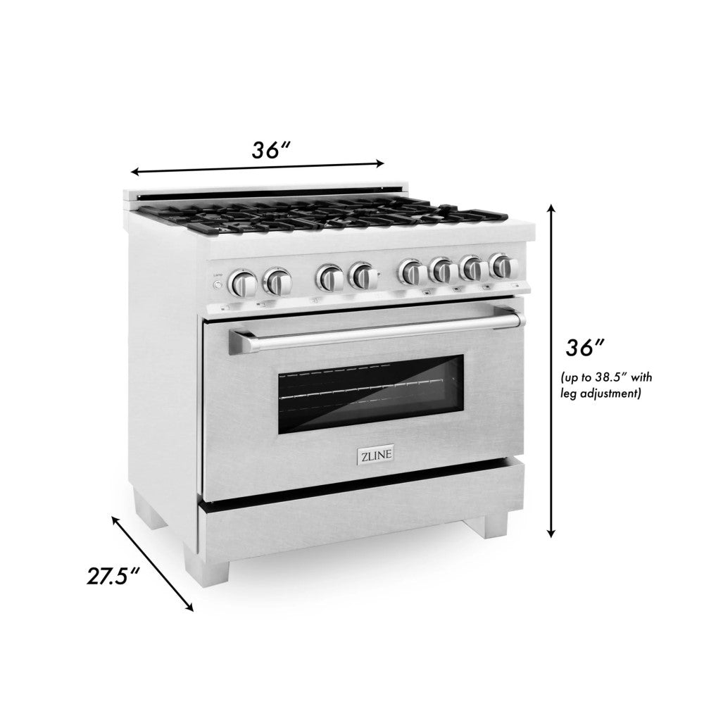 ZLINE Electric Oven and Gas Cooktop Dual Fuel Range with Reversible Griddle in DuraSnow® Stainless Steel (RAS-SN-GR)