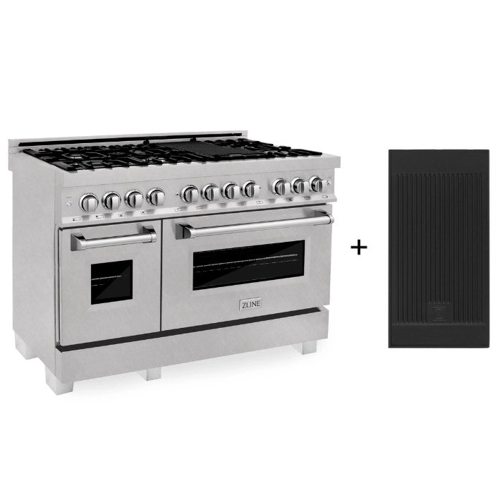 ZLINE Electric Oven and Gas Cooktop Dual Fuel Range with Reversible Griddle in DuraSnow® Stainless Steel (RAS-SN-GR)
