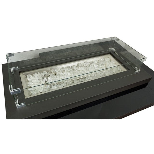 AZ Patio Heaters 30" Black/Mocha Rectangle Two Tier Glass Top Fire Pit