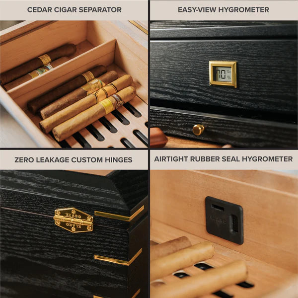 Royal Glass Top Cigar Humidor | Holds 90 Cigars