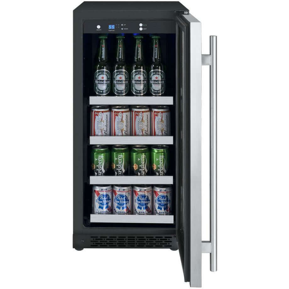 Allavino 15” Single Zone Stainless Steel Beverage Center | Tru-Vino Technology and FlexCount II Shelving