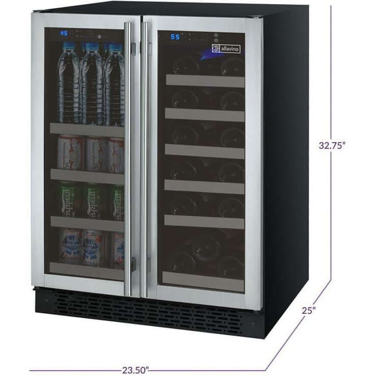 Allavino 24” Dual Zone Wine & Beverage Center Combo | Holds 18 Bottles/66 Cans