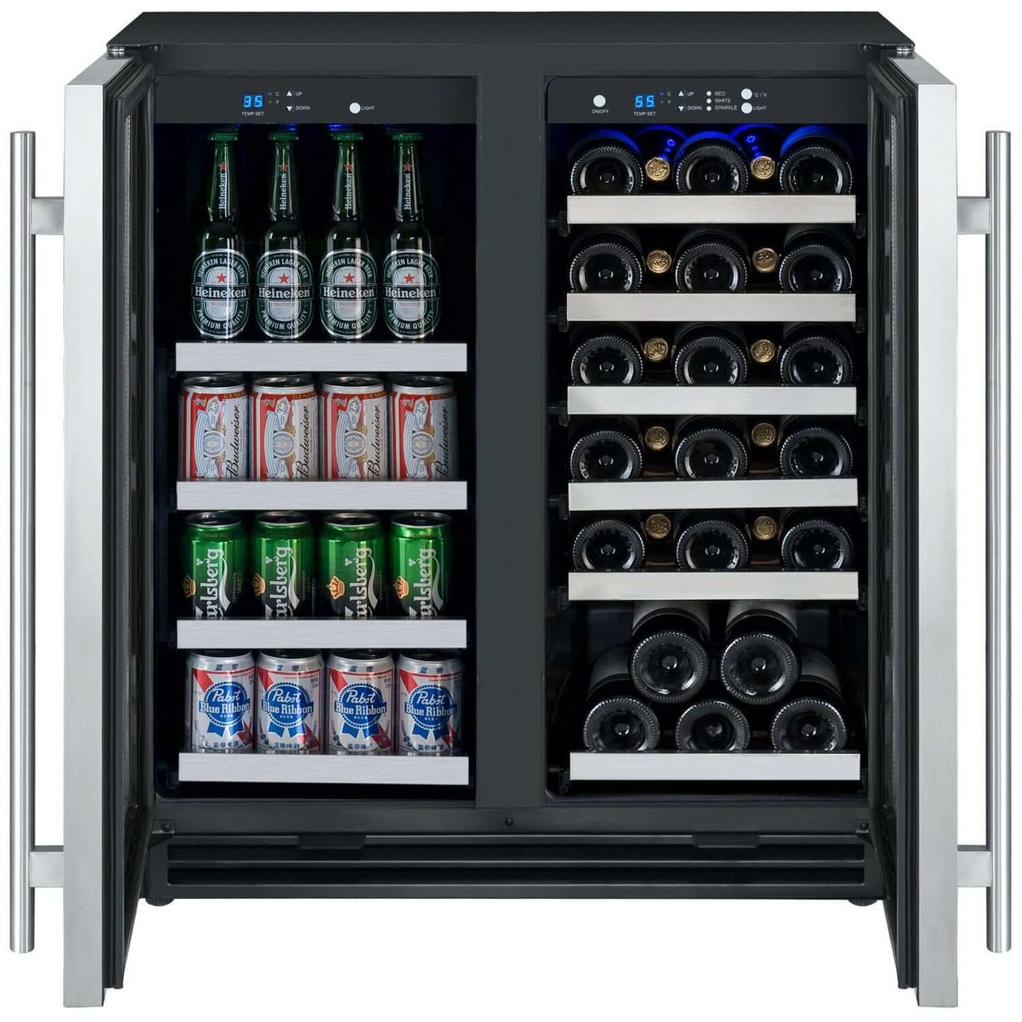 Allavino 30” Wide Dual Zone Wine & Beverage Center | Holds 30 Bottles/88 Cans | Tru-Vino Technology and FlexCount II Shelving