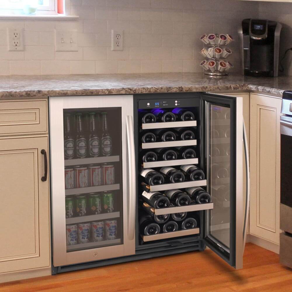 Allavino 30” Wide Dual Zone Wine & Beverage Center | Holds 30 Bottles/88 Cans | Tru-Vino Technology and FlexCount II Shelving