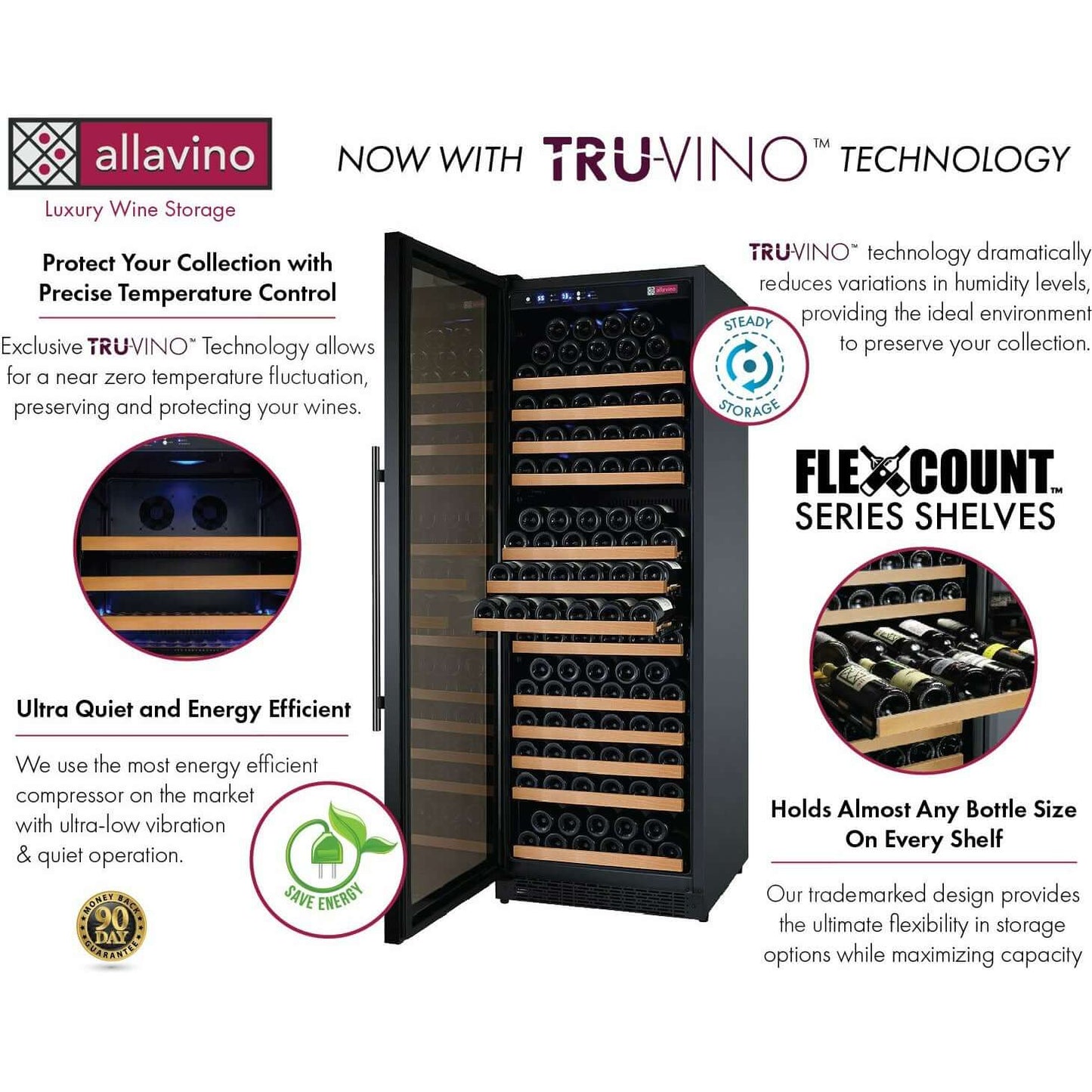 Allavino 24” 177 Bottle Single Zone Wine Cooler | Tru-Vino Technology and FlexCount II Shelving
