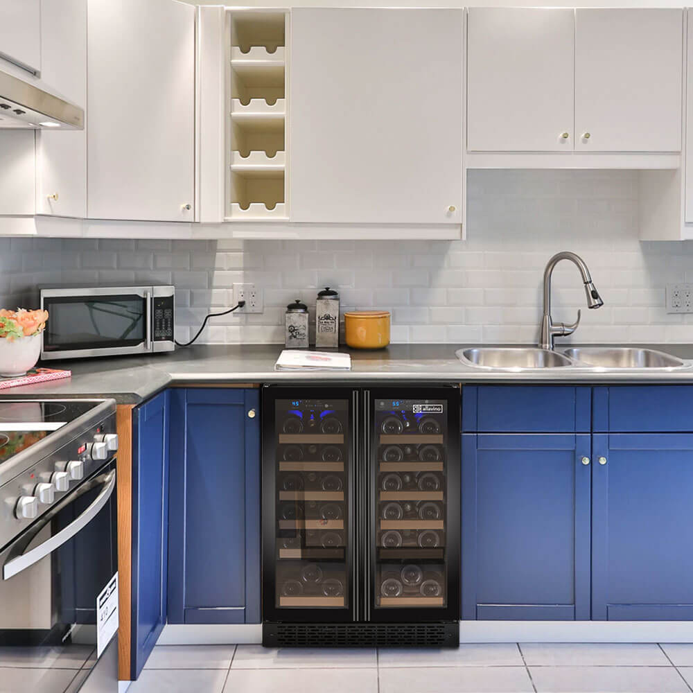 Allavino 24” 36 Bottle Dual Zone Wine Cooler | French Doors | Tru-Vino Technology and FlexCount II Shelving