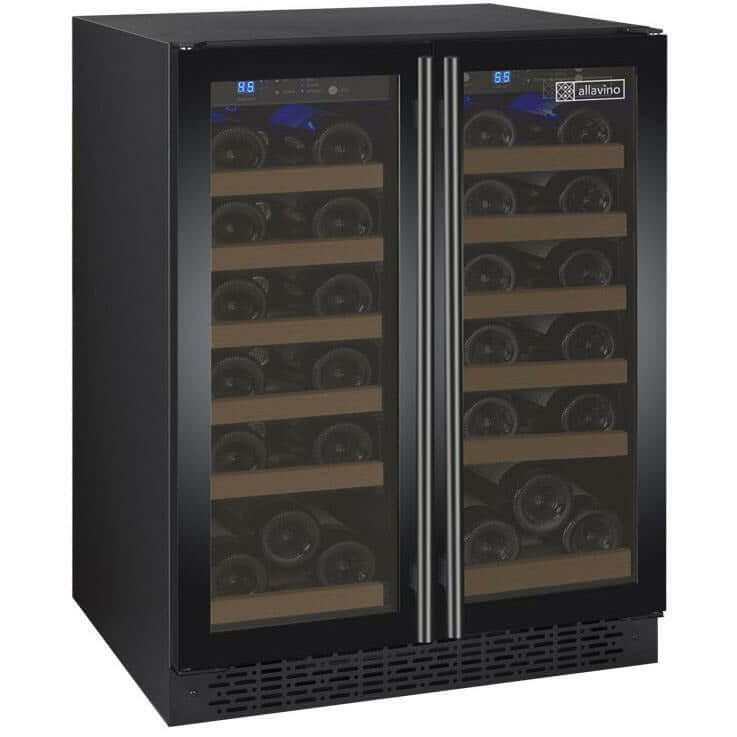 Allavino 24” 36 Bottle Dual Zone Wine Cooler | French Doors | Tru-Vino Technology and FlexCount II Shelving