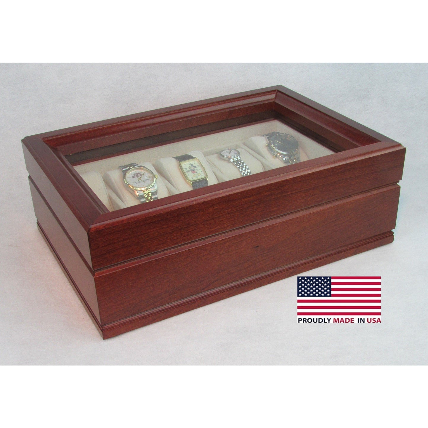 Commander Watch Box Storage | Holds 10 Watches | Glass Top