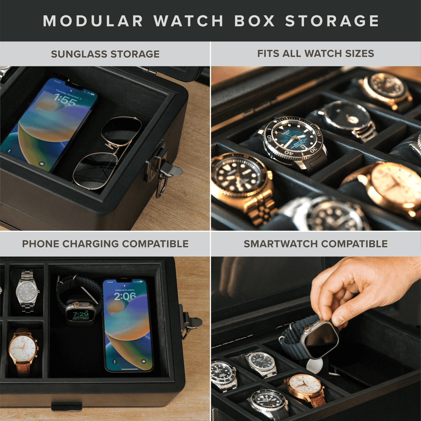 10 Slot Military Watch Box - Black Edition