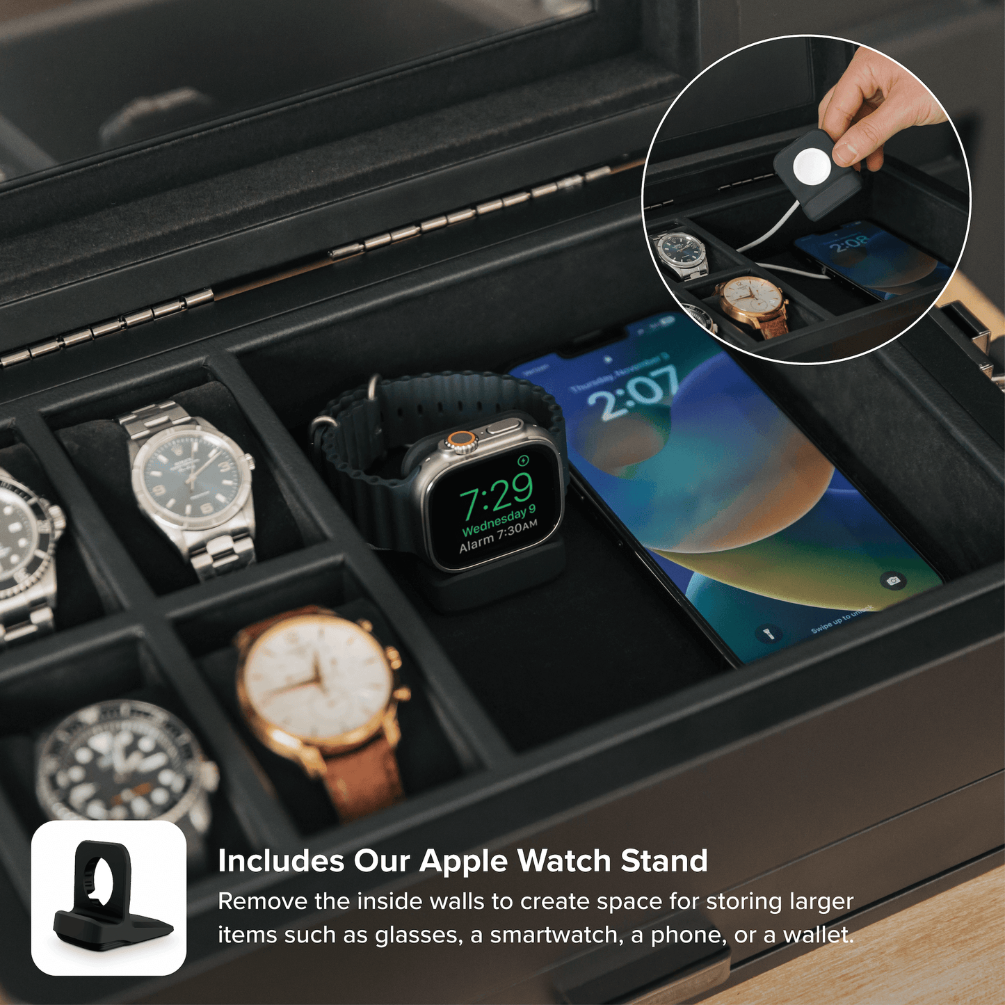 10 Slot Military Watch Box - Black Edition