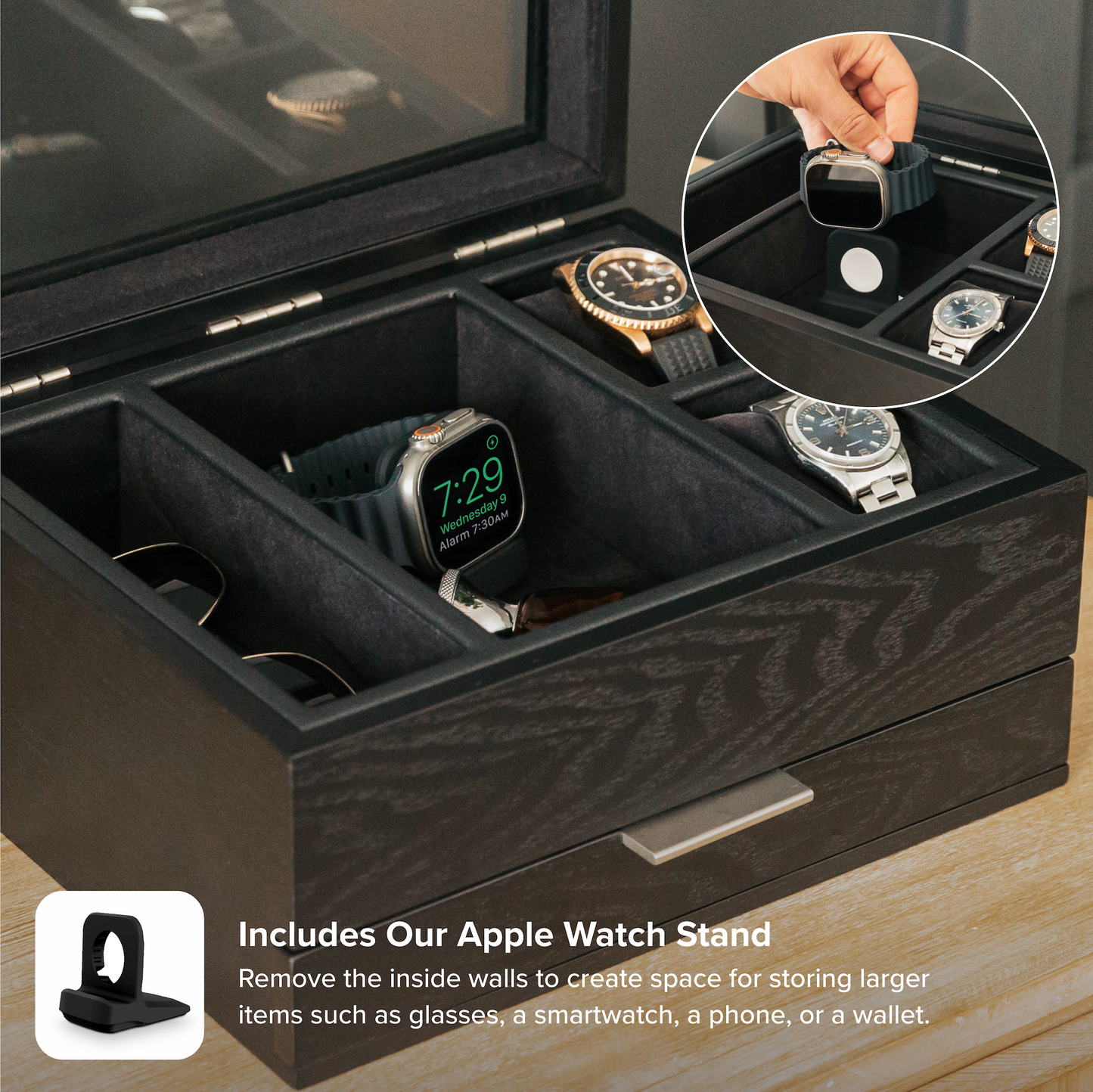 Mill Watch Box Black Finish - 8 Slot