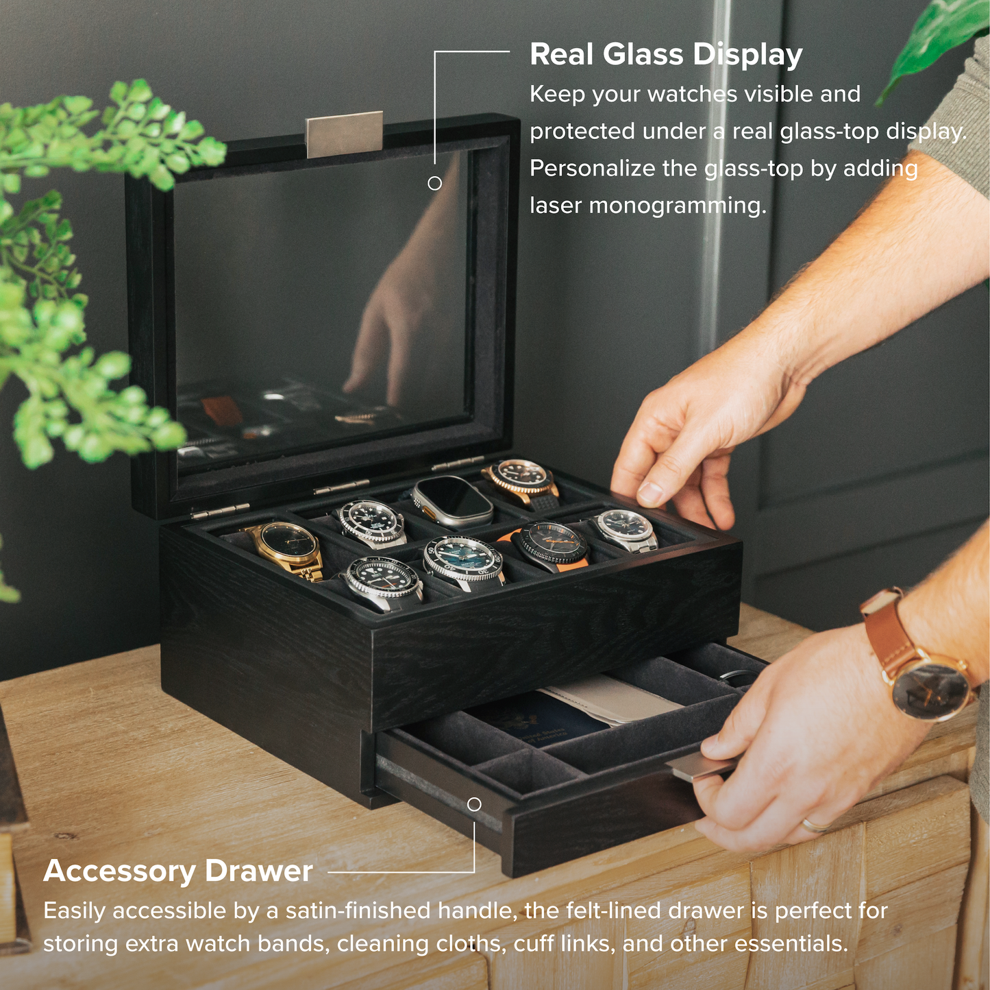 Mill Watch Box Black Finish - 8 Slot