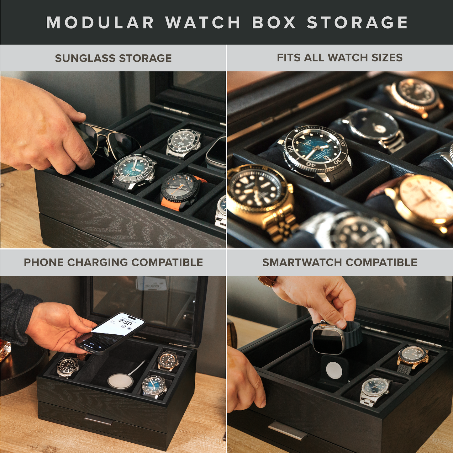 Mill Watch Box Black Finish - 8 Slot