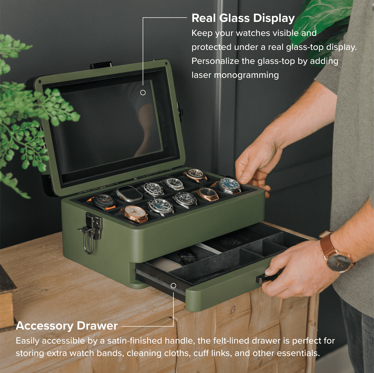 10 Slot Military Watch Box