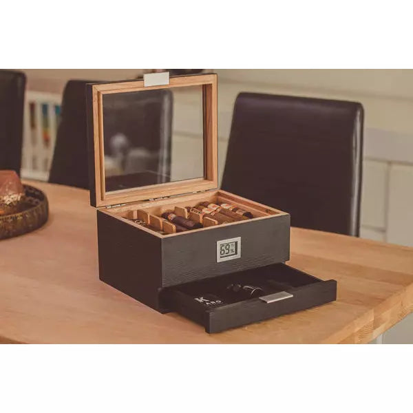 Mill Glass Top Cigar Humidor | Holds 60 Cigars