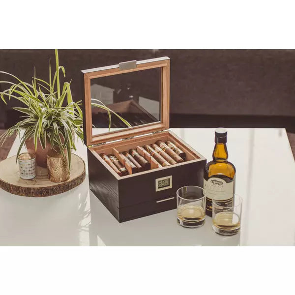 Mill Glass Top Cigar Humidor | Holds 60 Cigars