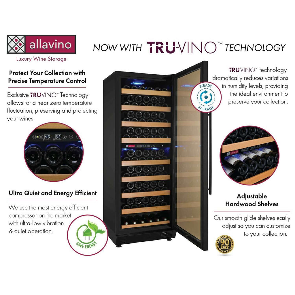 Allavino 24” 99 Bottle Dual Zone Wine Cooler | Tru-Vino Technology and FlexCount II Shelving