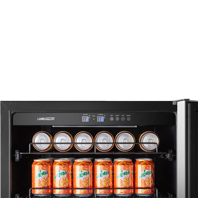 LanboPro 24" Wide, Single Zone Beverage Center w/ Wine Storage | Holds 118 Cans, 6 Bottles