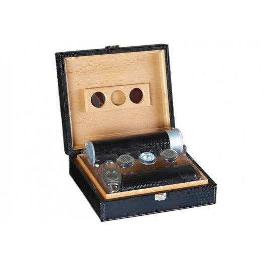 Alligator Desktop Cigar Humidor | Special Gift Set & Matching Accessories | Holds 25 Cigars
