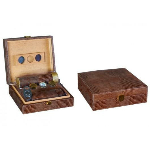 Alligator Desktop Cigar Humidor | Special Gift Set & Matching Accessories | Holds 25 Cigars