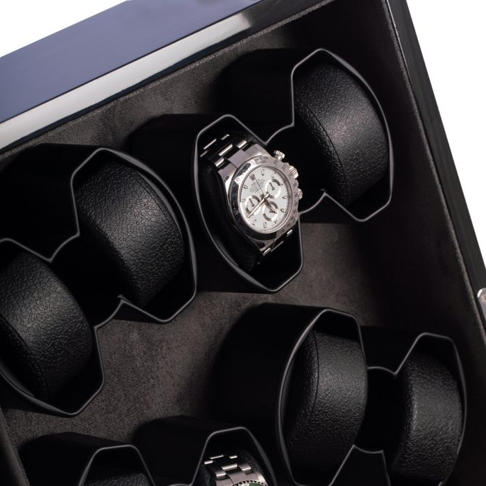 Bey-Berk 8-Watch Winder and 4-Watch Storage Case | Glass top | Louis Ash Wood | BB742GRY