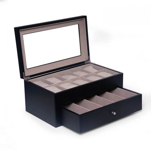 Bey-Berk 5-Sunglass and 10-Watch Storage Box | BB746BLK